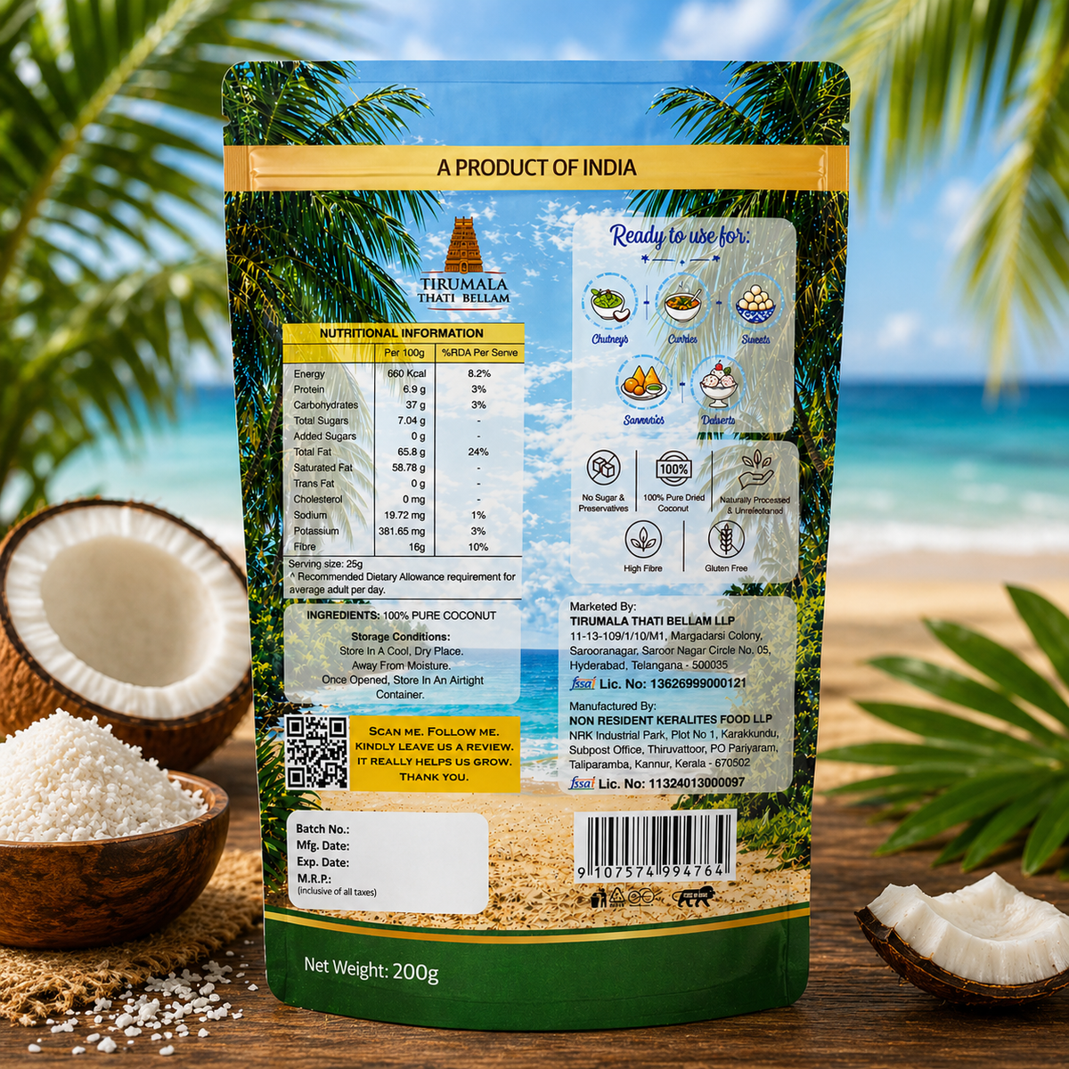 TTB Desiccated Coconut Powder being used in the kitchen